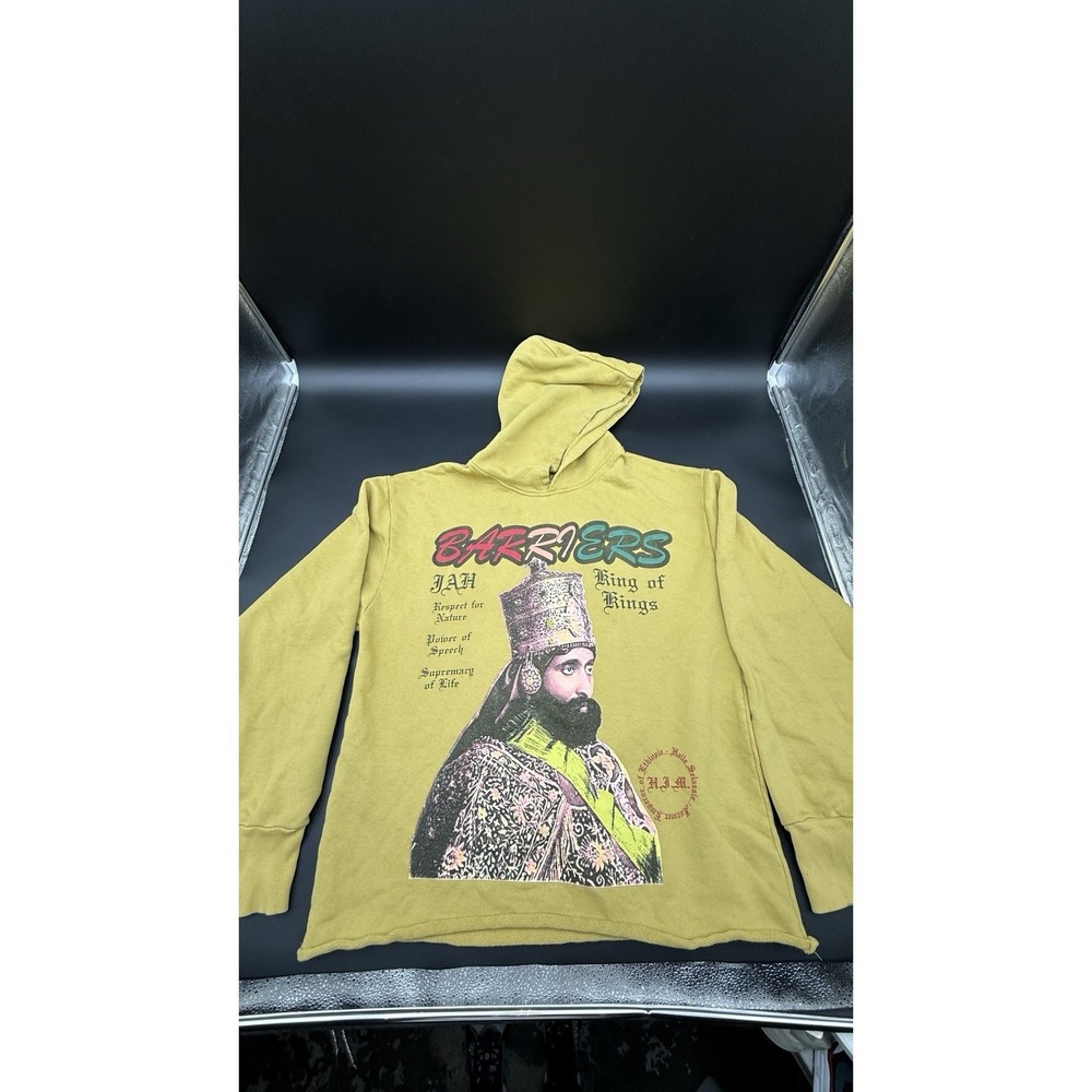 Barriers Worldwide Haile Selassie Hoodie M Mustard Yellow King‎ of Kings.